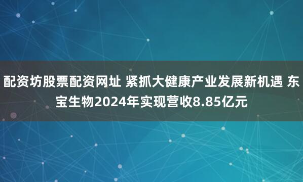 配资坊股票配资网址 紧抓大健康产业发展新机遇 东宝生物2024年实现营收8.85亿元